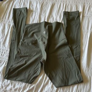 Lululemon High-Rise Ribbed Leggings - Army Green